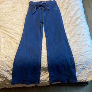 Altar’d state wide leg ultra high waisted skinny jeans with Ty belt size large